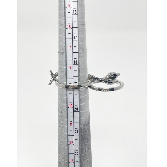 Silver Tone Intertwining Snakes Serpent Double Finger Ring Size 9 - Picture 3 of 5